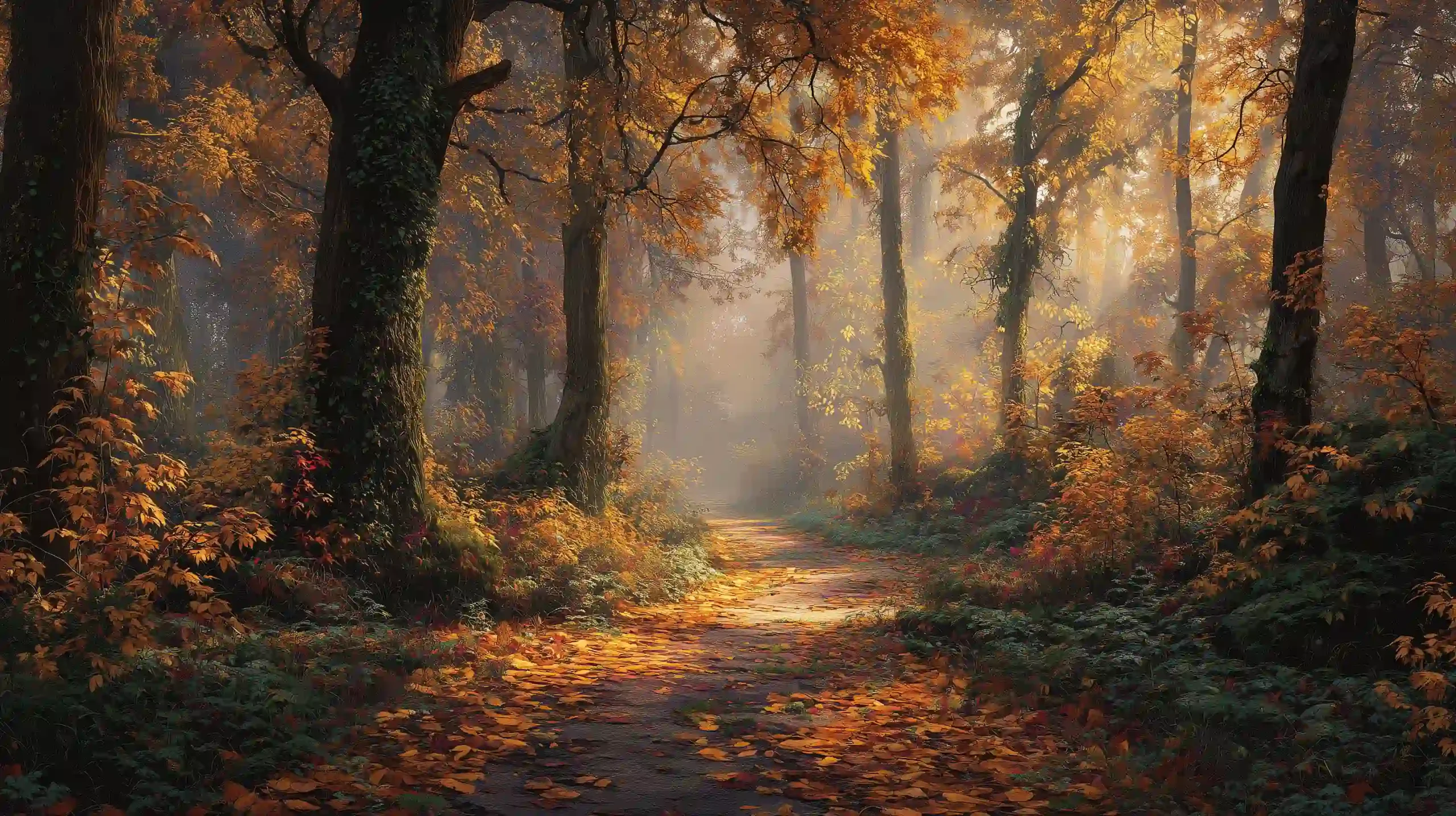 fall-wallpaper-Golden-Fallen-Leaf-Path-at-Sunset